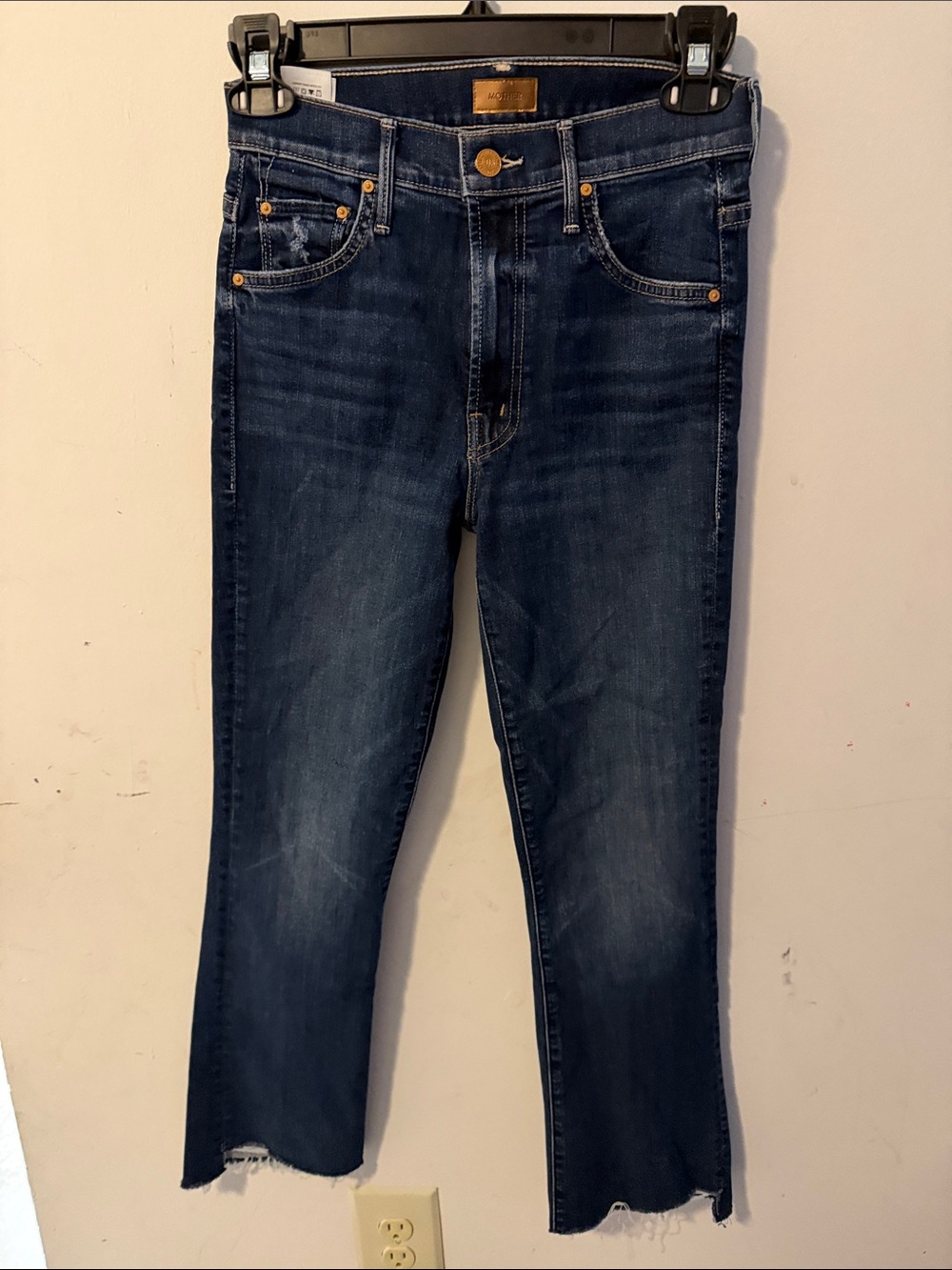 MOTHER Dark Blue Cropped Straight Jeans